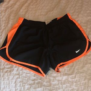 Nike Dry-Fit grey and orange run shorts w/ spandex